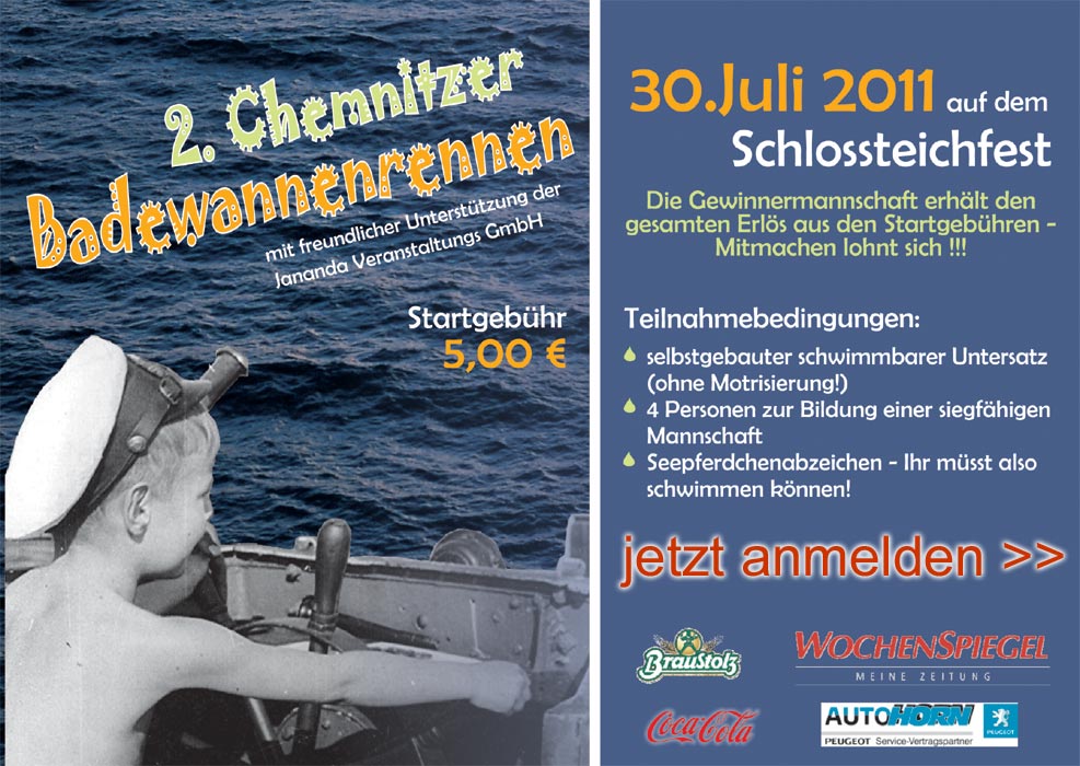 2. Badewannenrennen Chemnitz - 30. Juli 2011 Schlossteichinsel Chemnitz, Party-Veranstaltung
